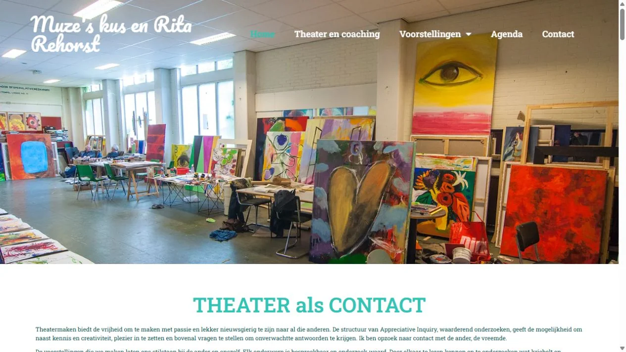 Screenshot van de eigen website van Rita Rehorst.